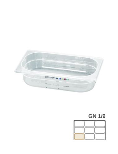 GN 1/9 - Bac gastronorme en polypropylène à étiquette intégrée - PADERNO