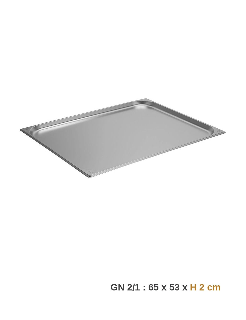 Bac GN 2/1 en inox - profondeur 2 cm