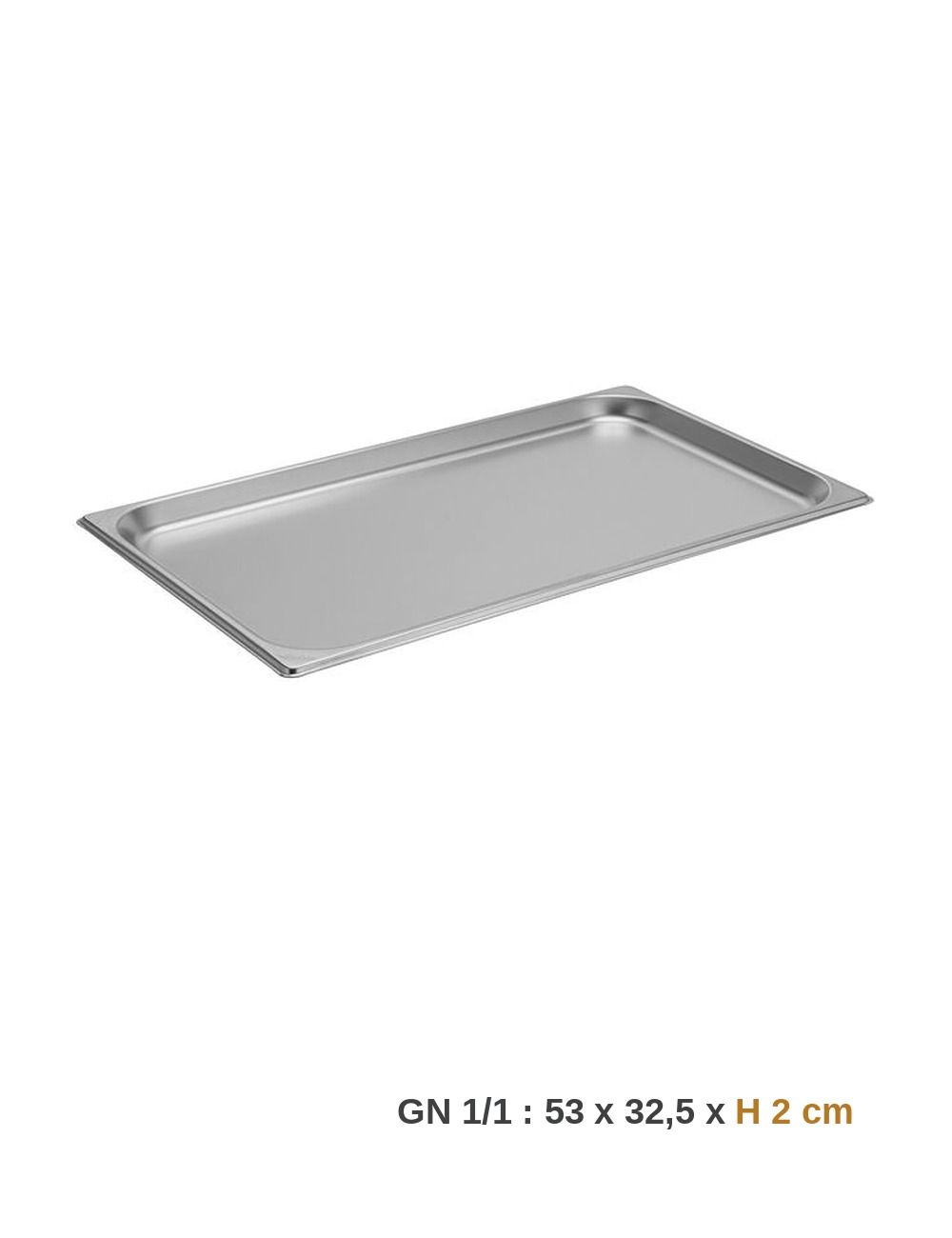 Stainless steel GN 1/1 container - 2 cm deep