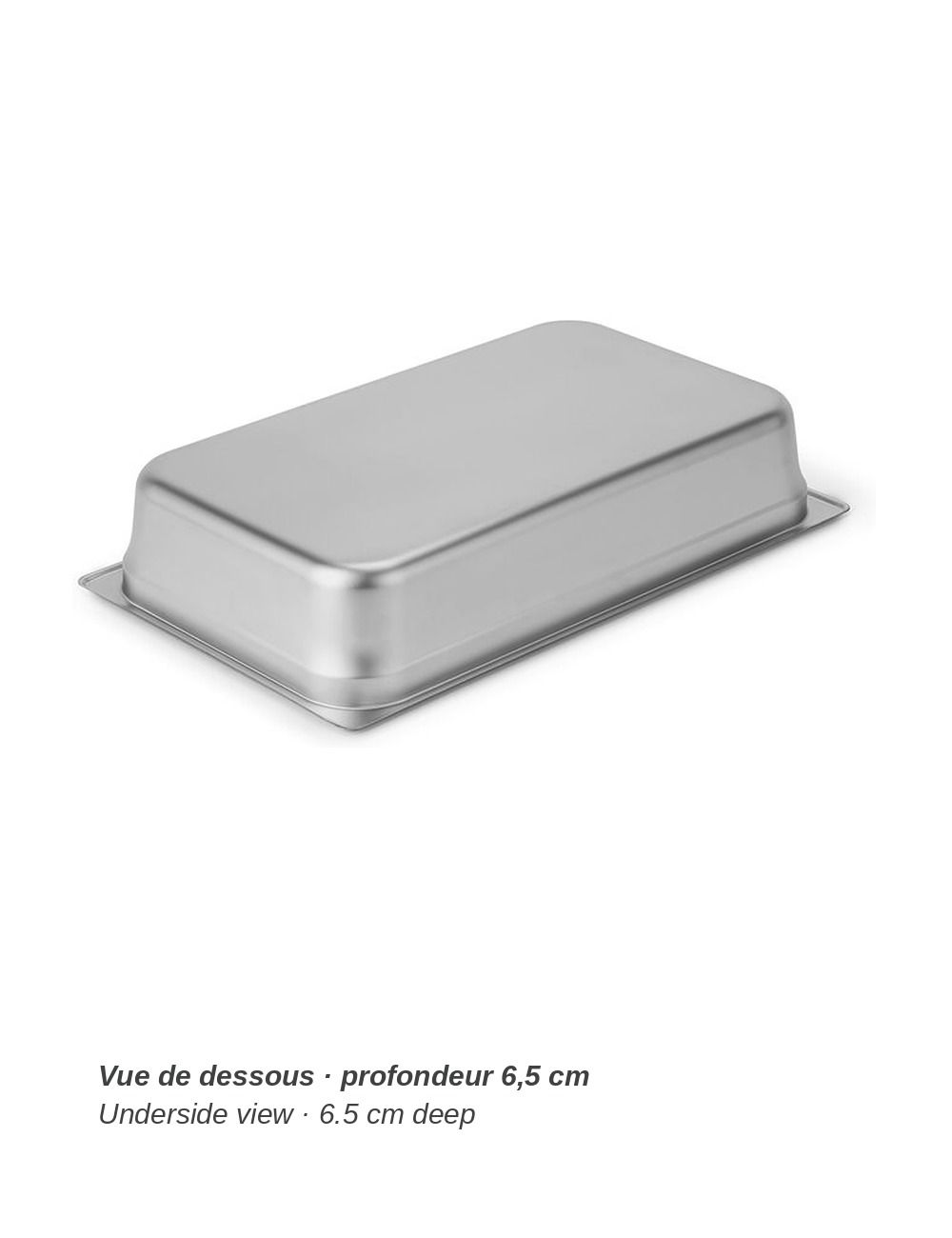 PADERNO stainless steel GN 1/1 container - underside view, 6.5 cm deep
