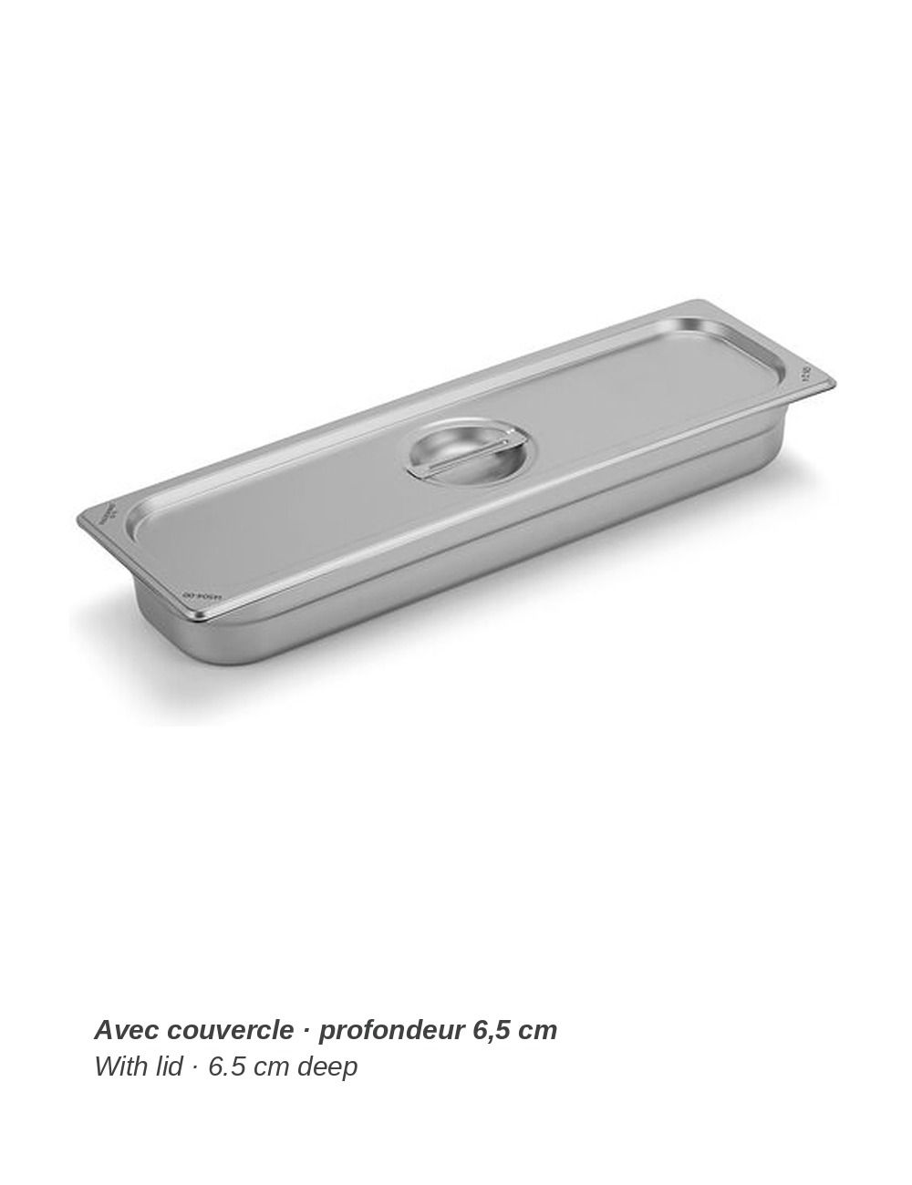 Bac GN 2/4 en inox PADERNO - avec couvercle (vendu séparément), profondeur 6,5 cm
