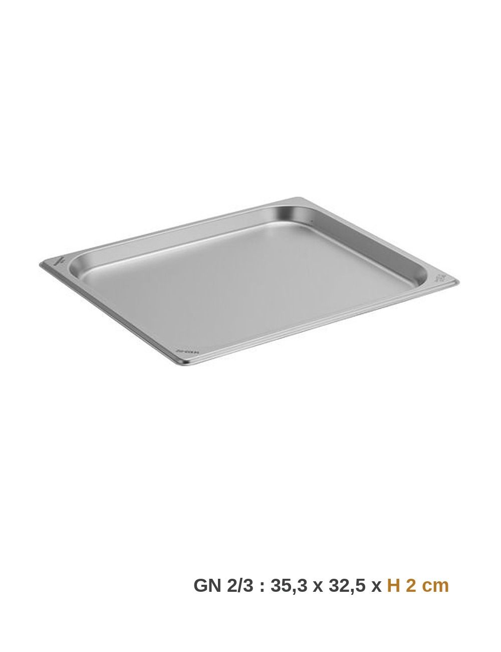 Bac GN 2/3 en inox - profondeur 2 cm