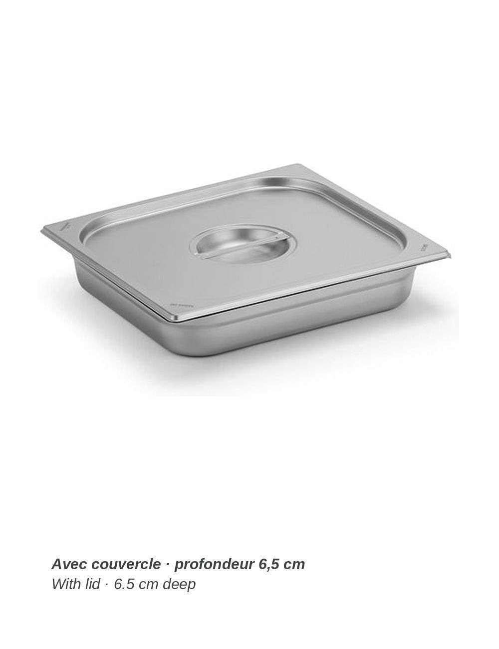 Bac GN 2/3 en inox PADERNO - avec couvercle (vendu séparément), profondeur 6,5 cm