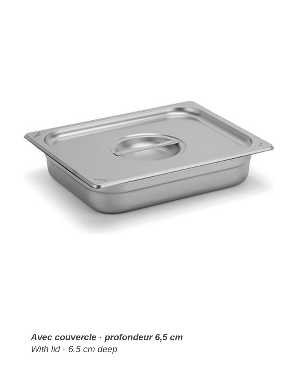Bac GN 1/2 en inox PADERNO - avec couvercle (vendu séparément), profondeur 6,5 cm