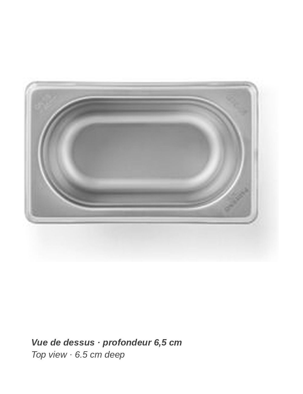 PADERNO stainless steel GN 1/9 container - top view, 6.5 cm deep