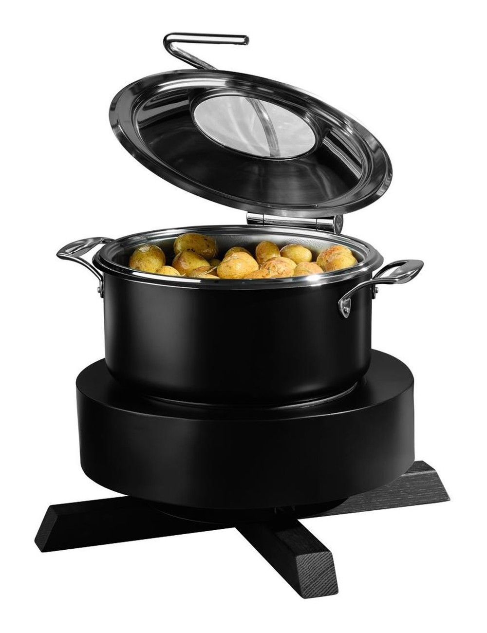 Black Chafing Dish Ø30.5cm on the Round Induction Station - PADERNO