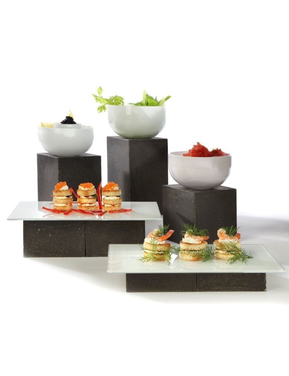 Compact Dark Grey Buffet displays in use - Konkret Collection ZIEHER