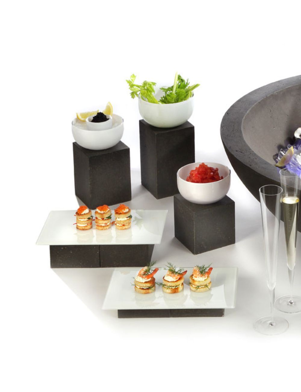 Top angle view of Compact Dark Grey Buffet displays in use - Konkret Collection ZIEHER