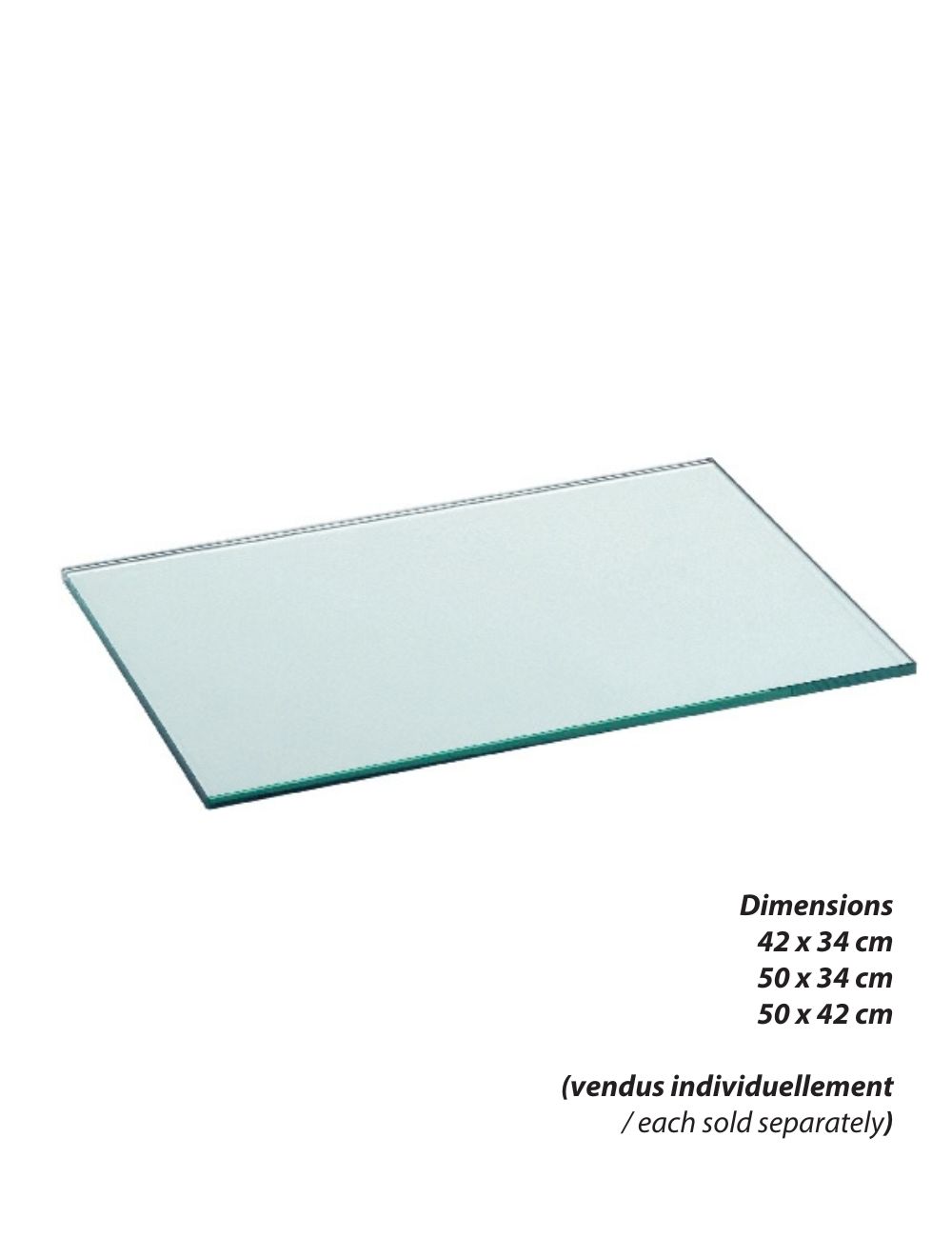 Plateau rectangulaire verre trempé, 3 dimensions disponibles, vendues individuellement - ZIEHER