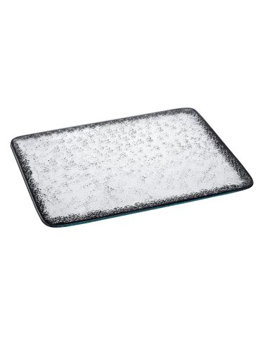 Plateau rectangulaire verre structuré Ombra (50x42cm) - ZIEHER