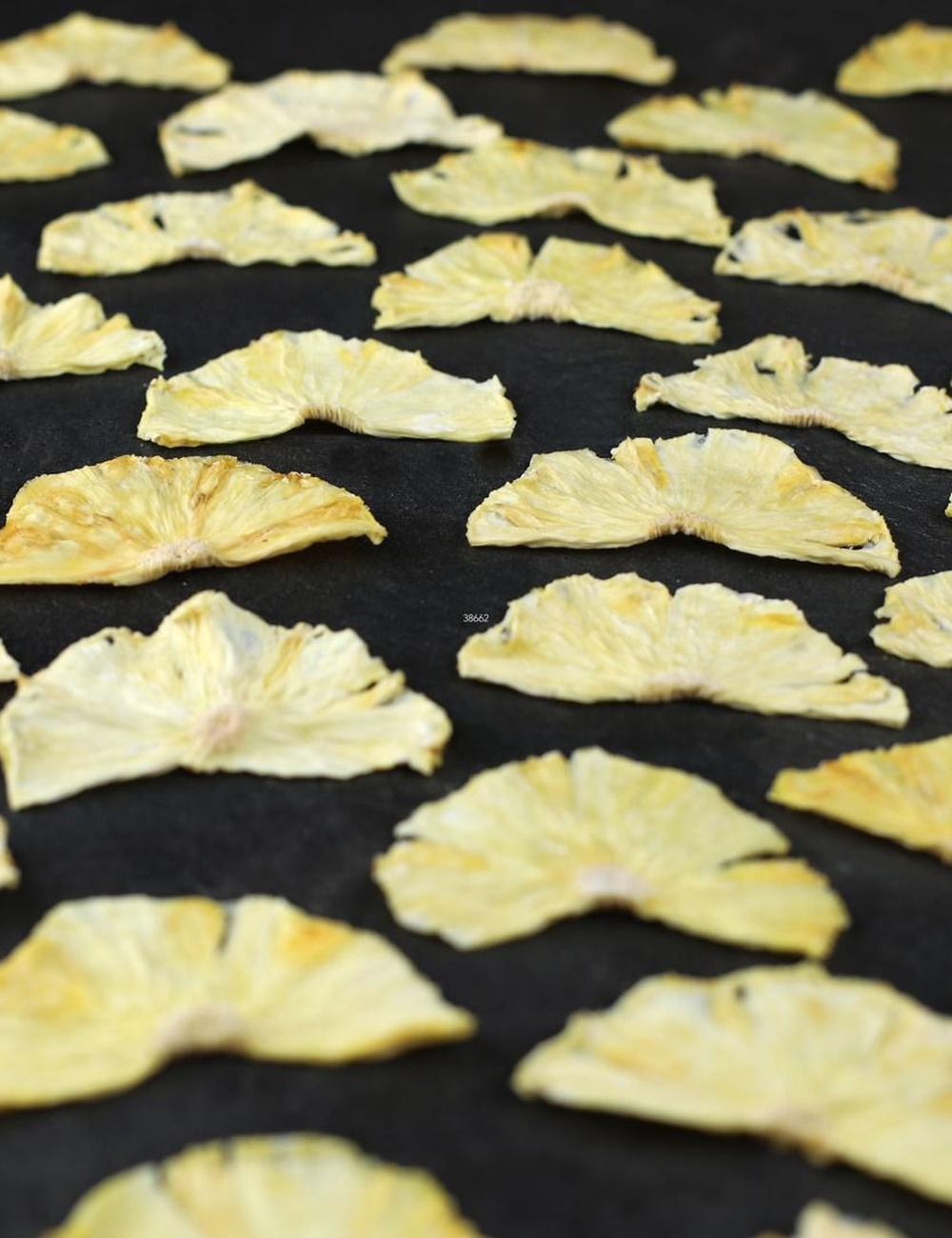 Close-up of FRONA dried pineapple slices