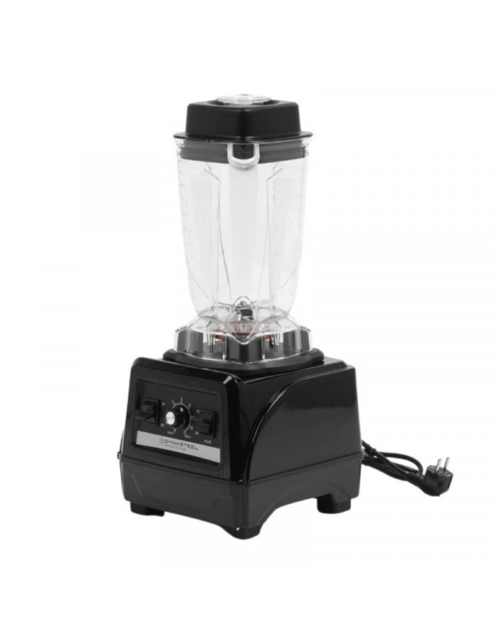 DYNASTEEL professional blender, three-quarter view with power cord