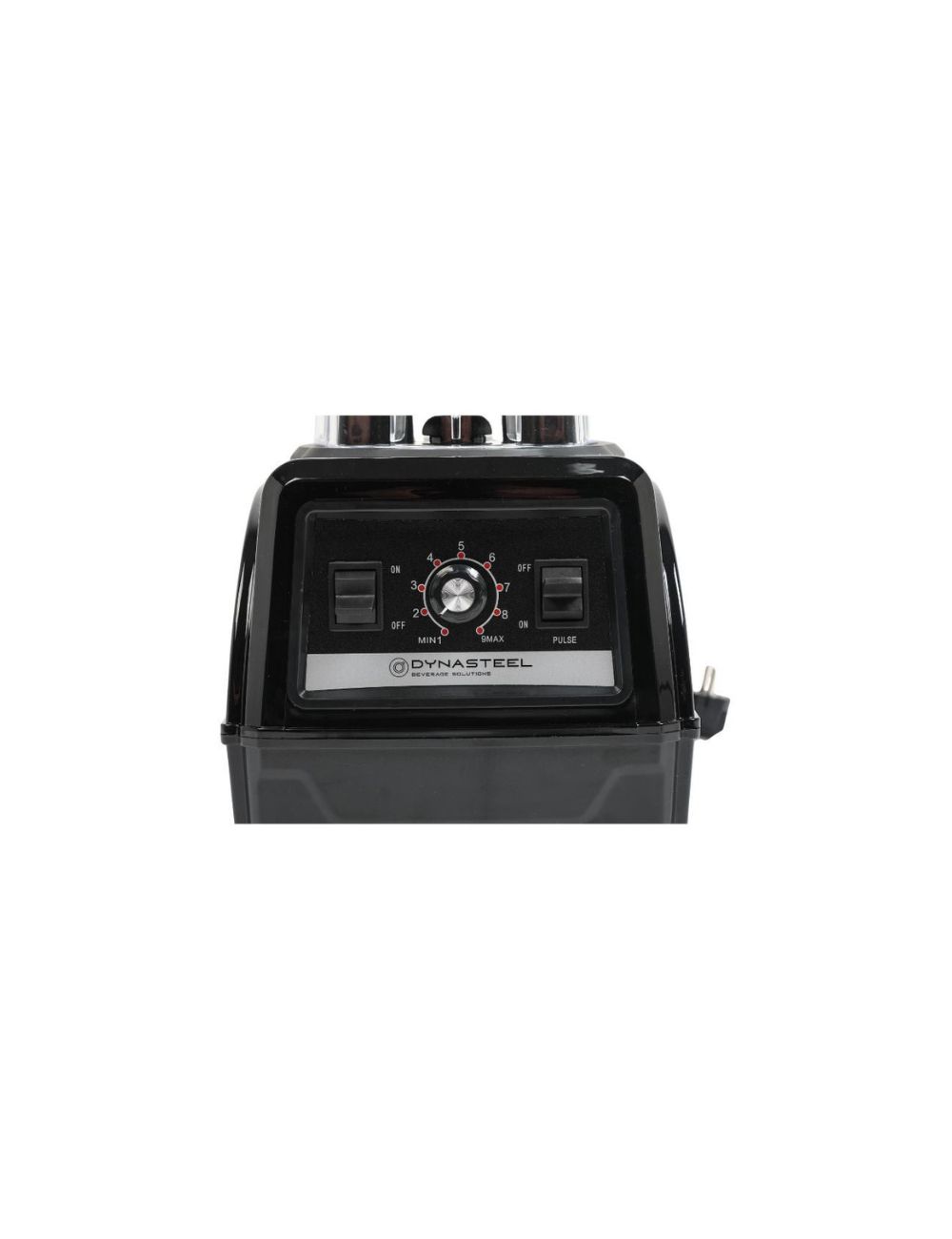 DYNASTEEL professional blender, control panel close-up: speed dial, on/off switch and pulse function