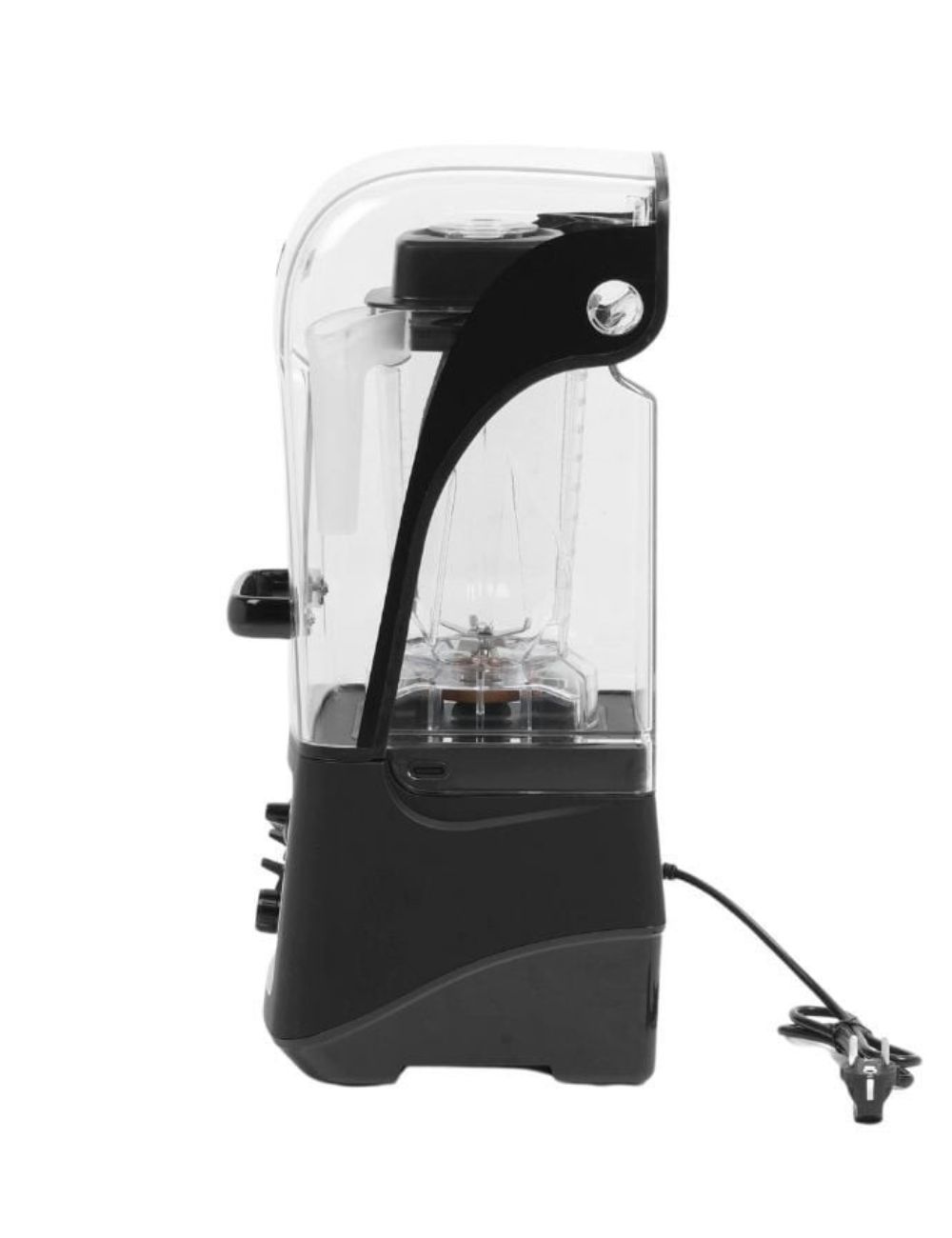 DYNASTEEL sound-insulated professional blender, side view with power cord
