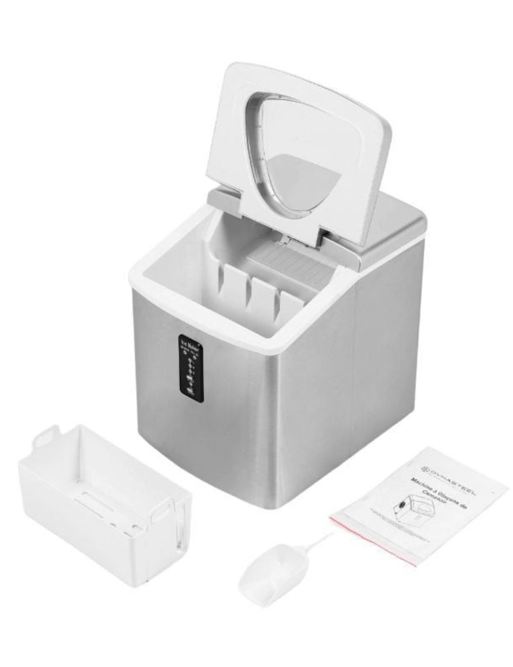DYNASTEEL ice maker supplied with ice basket, scoop and user manual