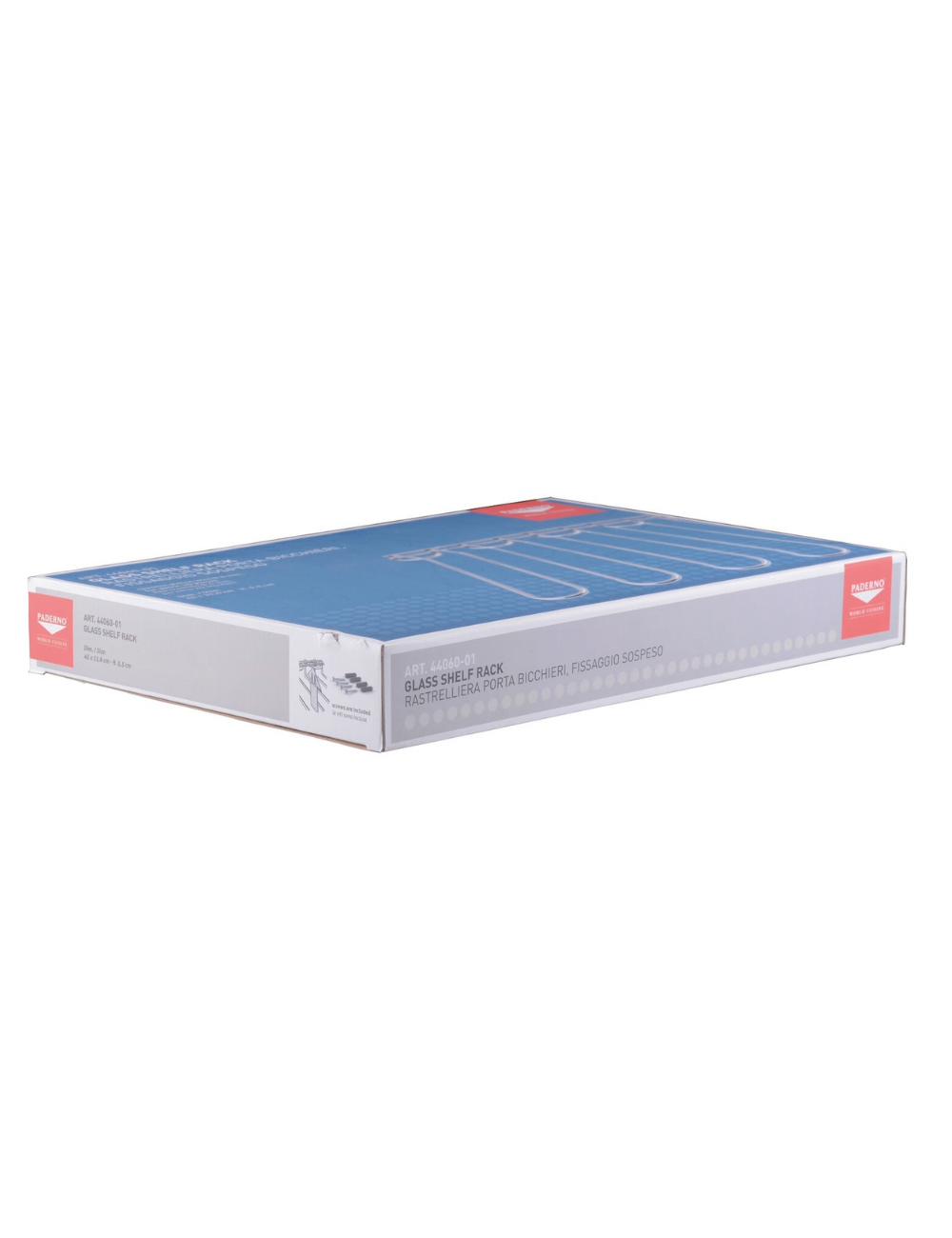 Packaging of the hanging glass rack - PADERNO