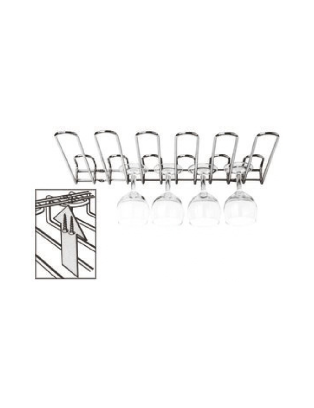 Mounting diagram for the hanging glass rack - PADERNO