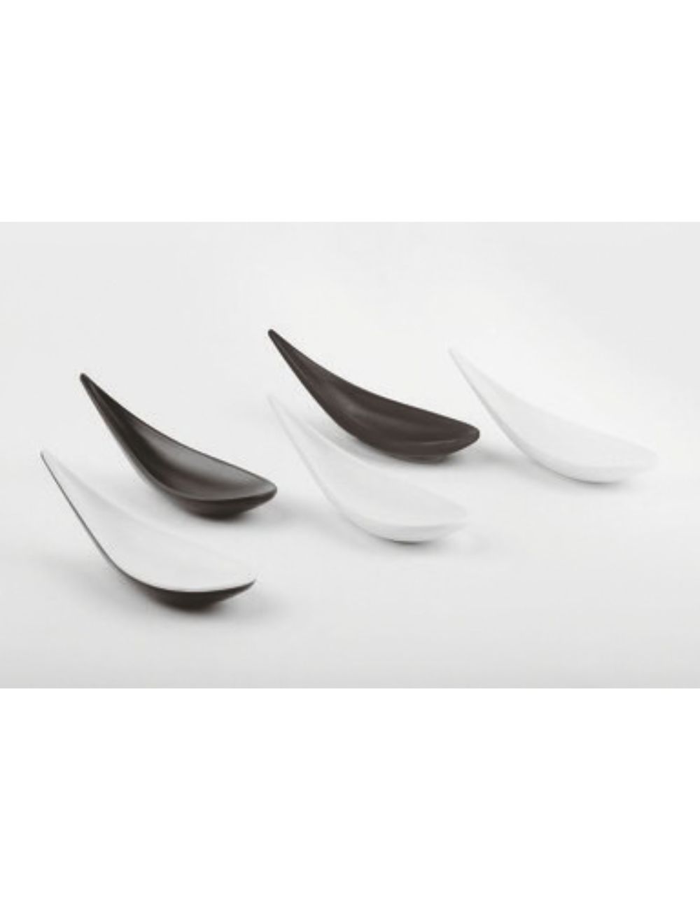 PADERNO white, black and two-tone melamine boat-shaped amuse-bouche spoons