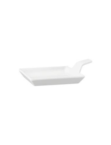 White - Melamine Tasting Plate with Tab Handle (x6) - PADERNO