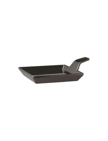 Black - Melamine Tasting Plate with Tab Handle (x6) - PADERNO