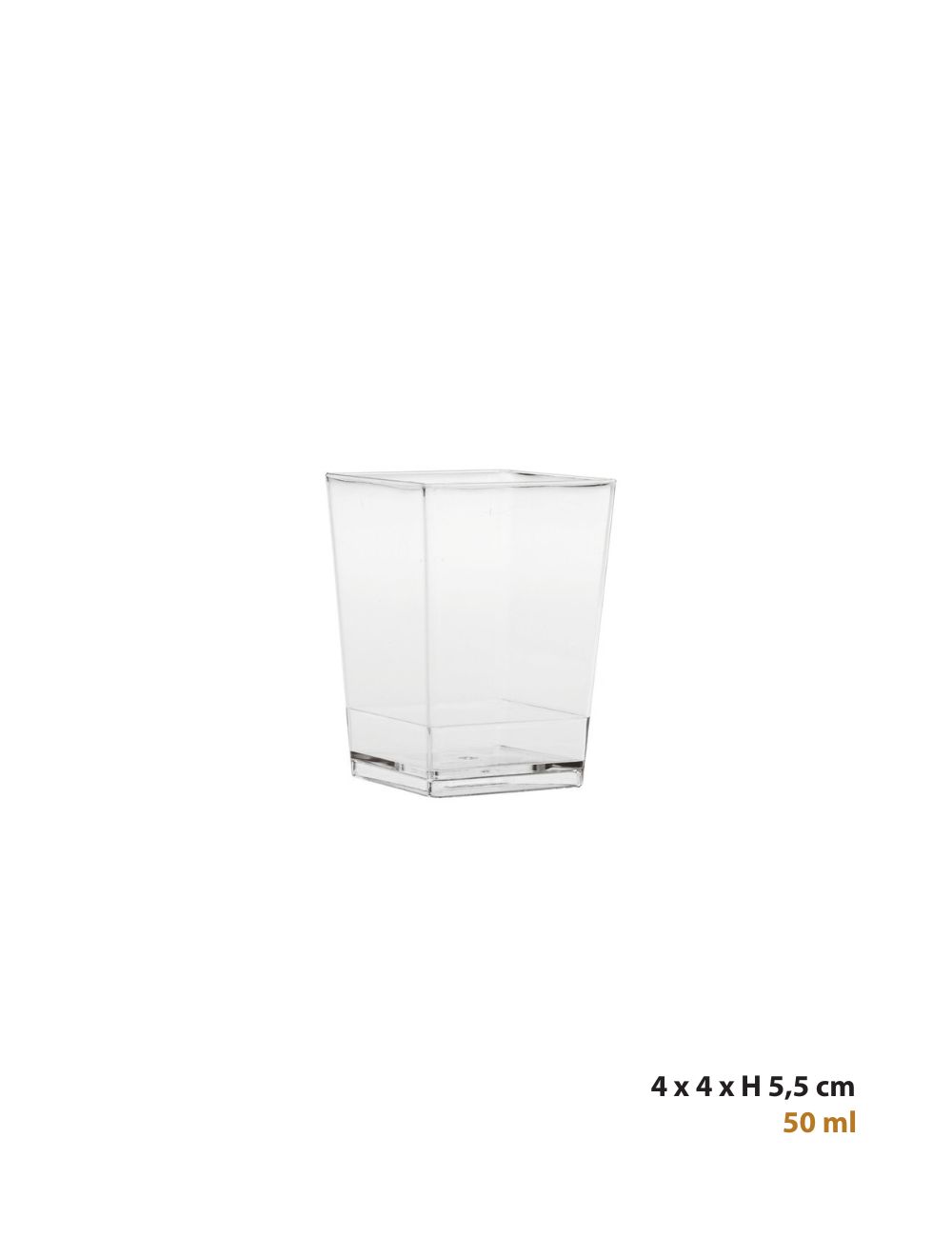 PADERNO square polystyrene tasting verrine, 4 x 4 x H 5.5 cm, 50 ml