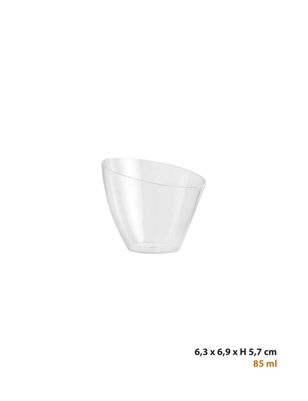 Verrine de dégustation biseautée en polystyrène 6,3 x 6,9 x H 5,7 cm, 85 ml, PADERNO