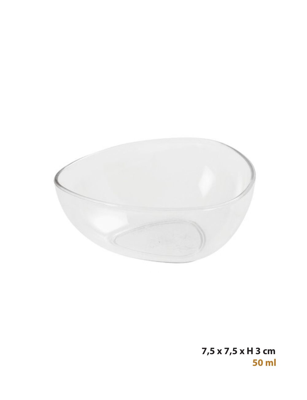 PADERNO Rounded Triangle polystyrene tasting bowl, 7.5 x 7.5 x H 3 cm, 50 ml