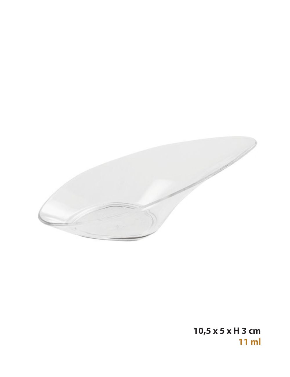 PADERNO Slender Curved polystyrene tasting dish, 10.5 x 5 x H 3 cm, 11 ml
