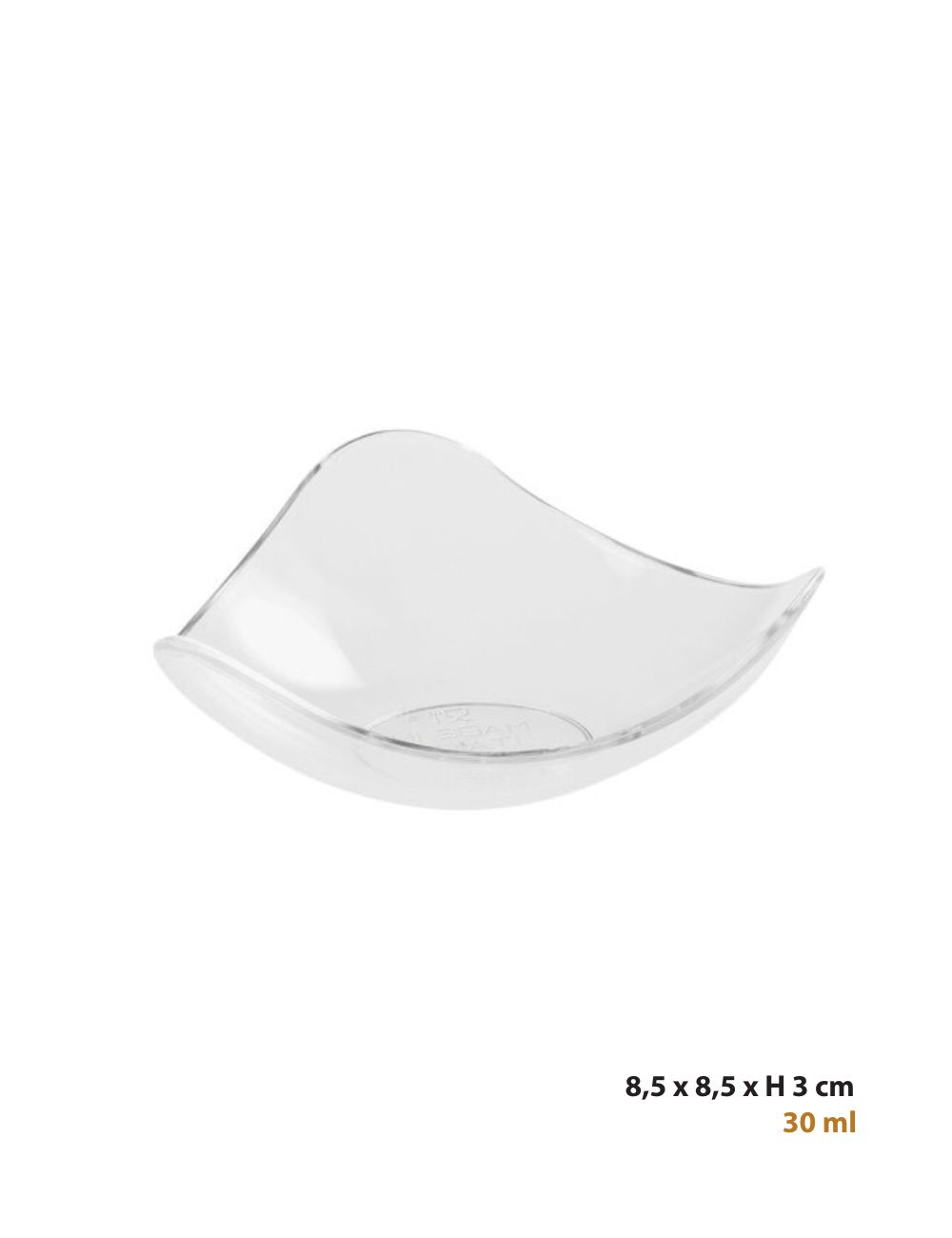 PADERNO Tall Curved polystyrene tasting plate, 8.5 x 8.5 x H 3 cm, 30 ml