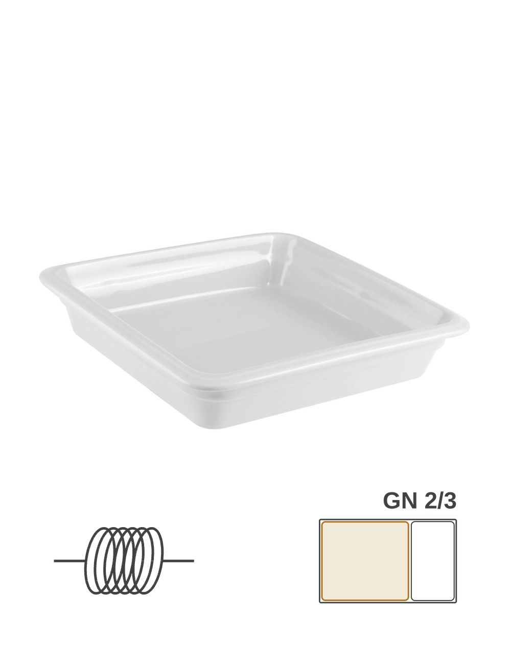 GN 2/3 - White Induction Porcelain Gastronorm Container - PADERNO